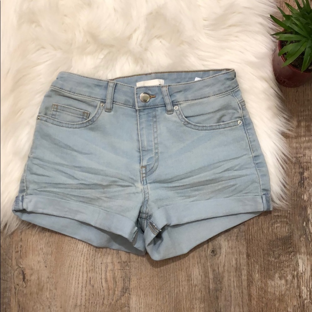 High rise denim shorts